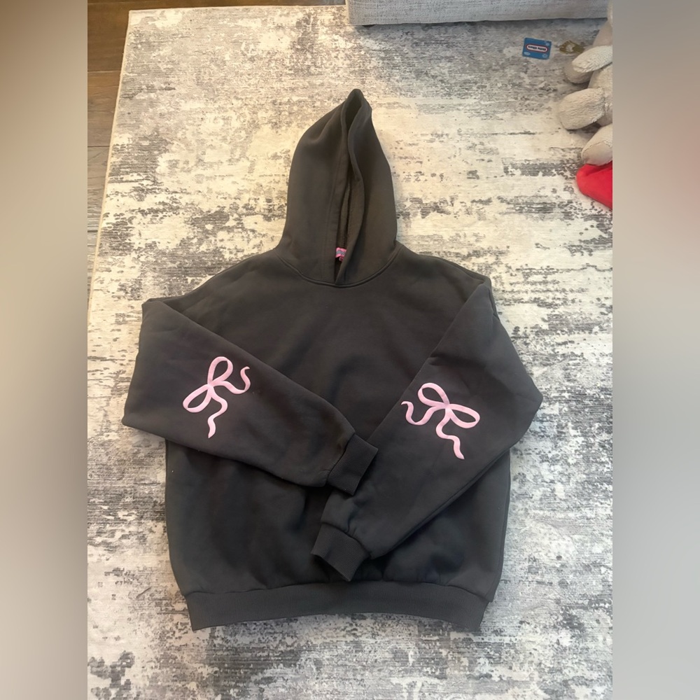 Edikted Black Hoodie with Pink Brand Label